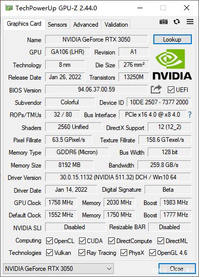NVIDIA GeForce RTX 3050Ti
