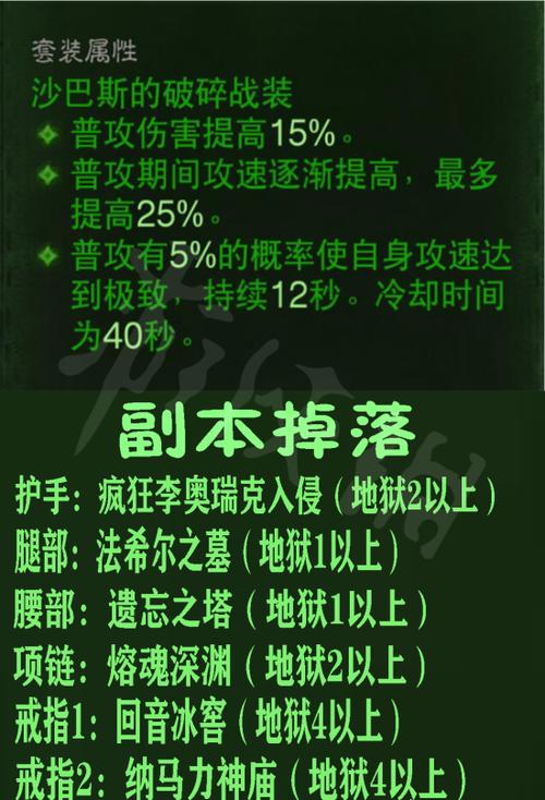 暗黑绿色套装出处截图