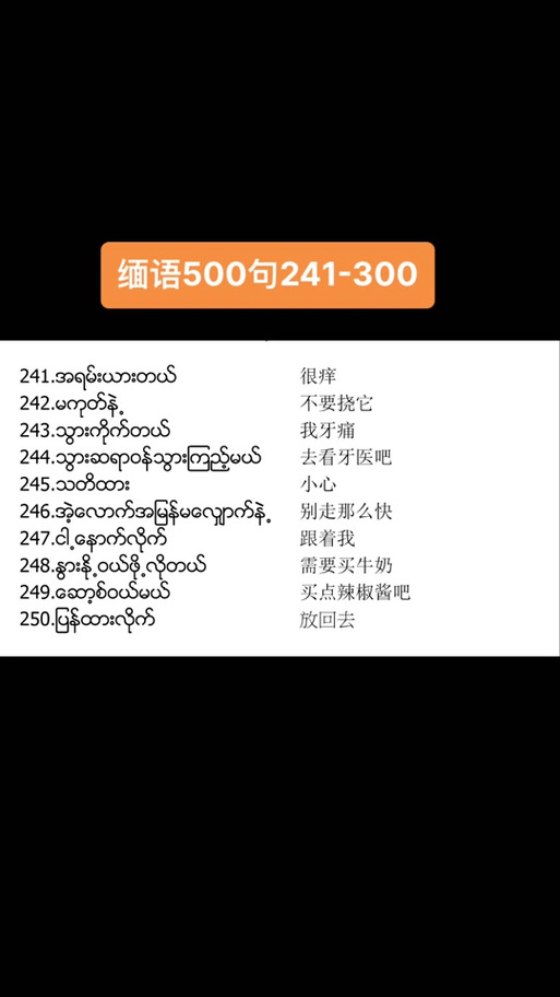 常用缅甸语100句图标