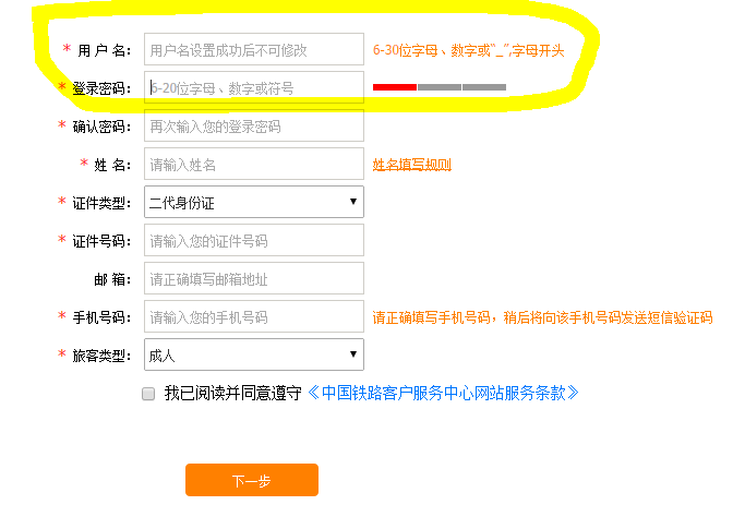 正确密码格式示范