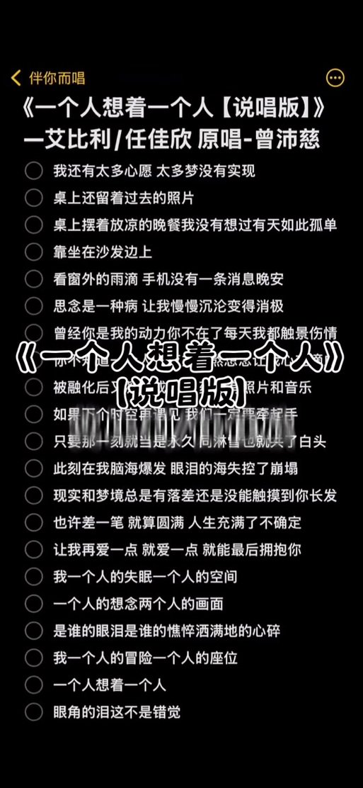 《一个人想着一个人》歌词