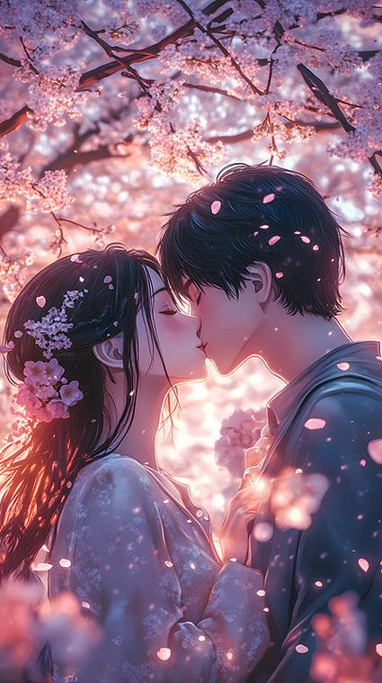 樱花情侣图片