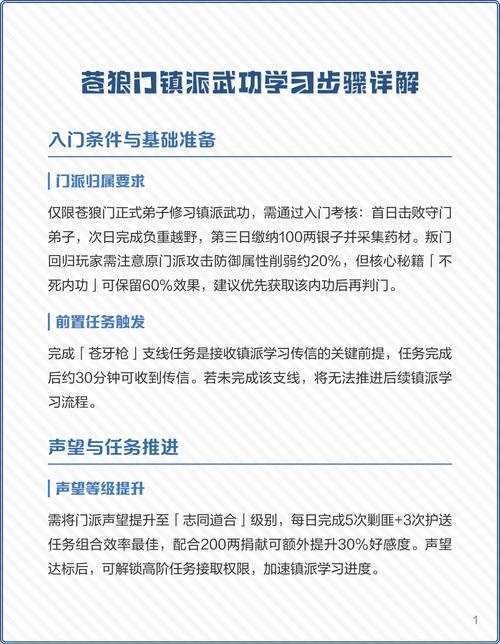 苍狼门镇派武学一览表