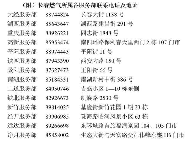 煤气公司的电话