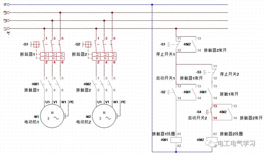 一键启动正反转控制电路图