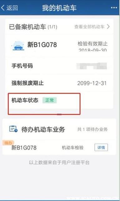 车辆报废自助查询截图