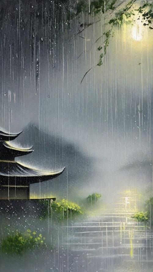 春天下雨风景图
