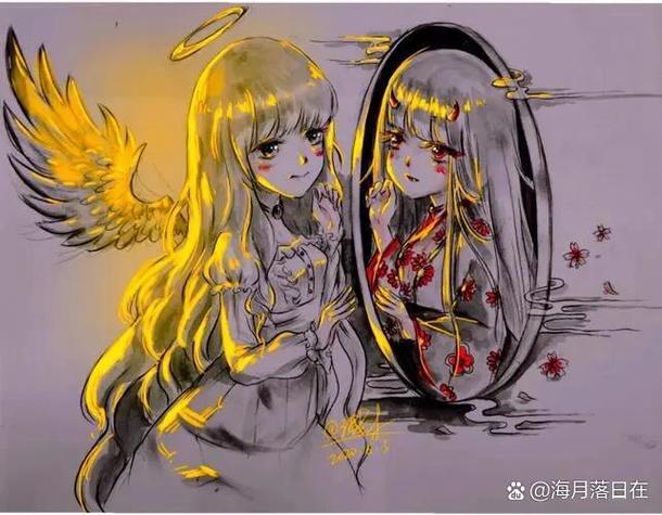 天使与恶魔简笔画