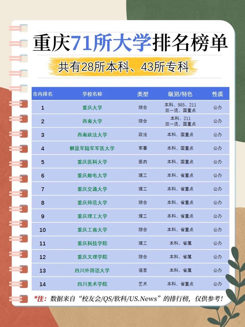 重庆正厅级高校名单截图