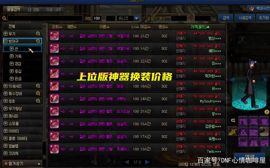 dnf韩服100神器属性截图