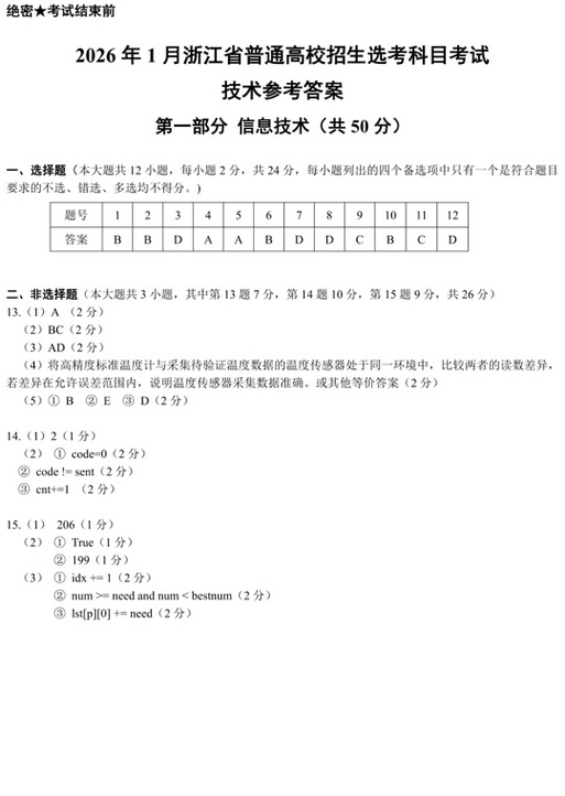 浙江单独考试试卷