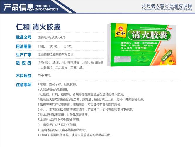 仁和清火胶囊功能主治