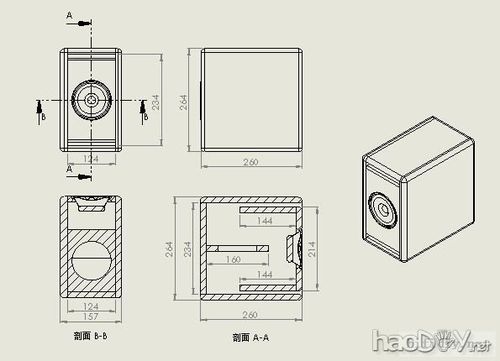 4寸低音喇叭箱体尺寸缩略图
