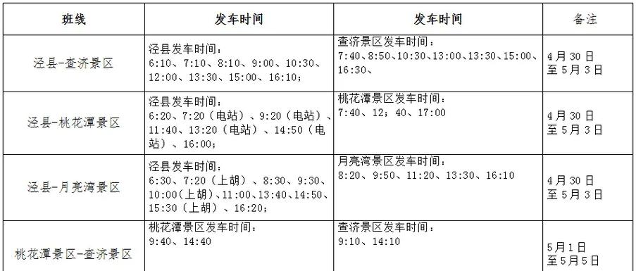 公交车一览表
