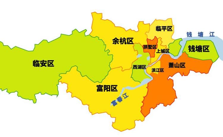 杭州八区地图分布图