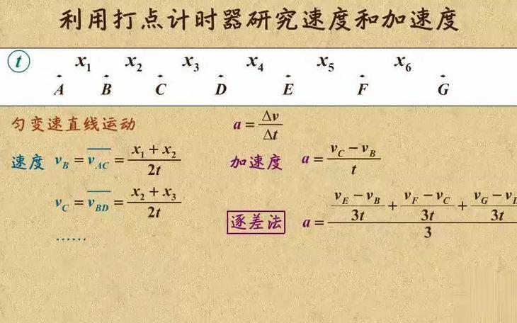 物理打点计时器求加速度公式