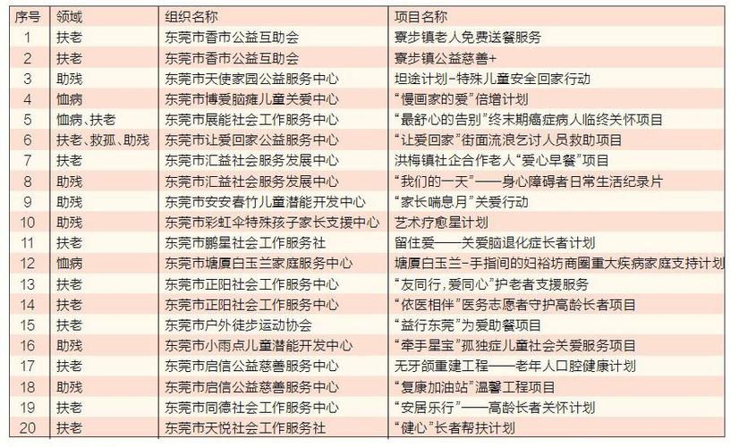公益项目一览表