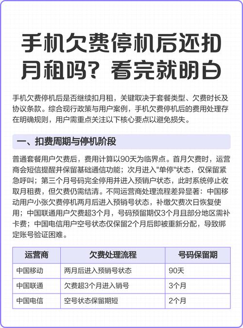 手机欠费后还会扣月租吗