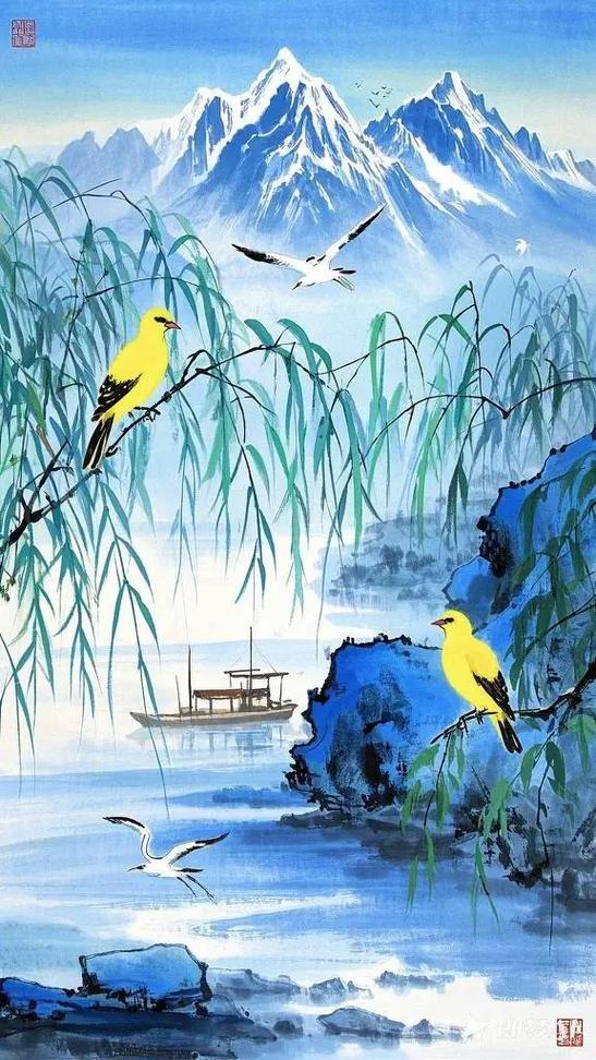 两个黄鹂鸣翠柳改为拟人句