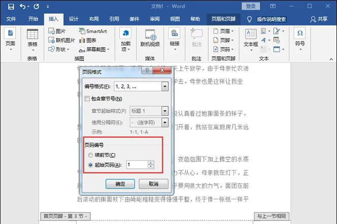 编辑页码时,如何从第三页开始编写1