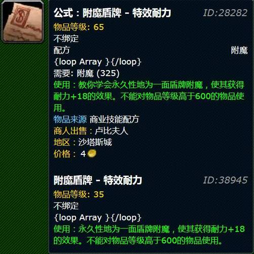 附魔盾牌强效耐力图纸60年代