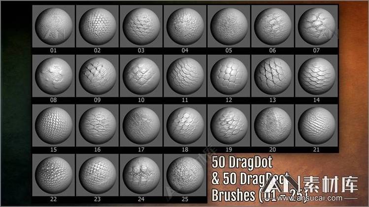 zbrush鱼鳞笔刷