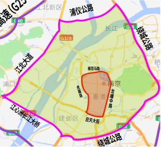 南京市外地车牌限行区域地图