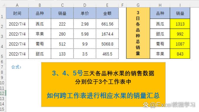 多个工作表汇总求和
