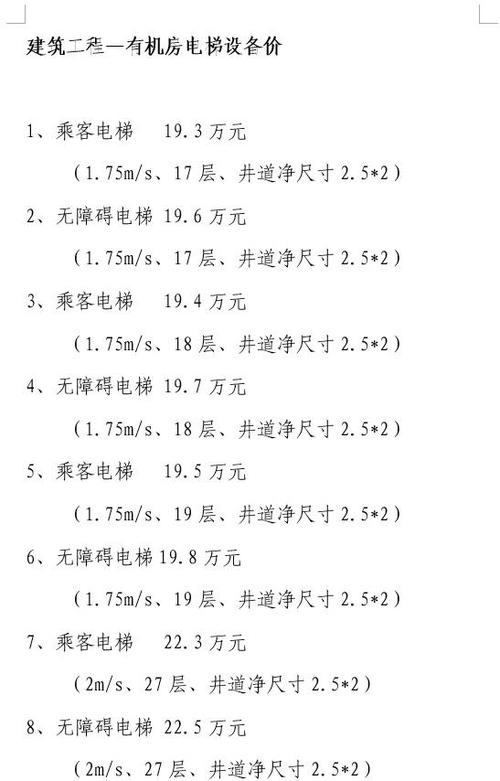 小电梯家用1到5层一般多少钱