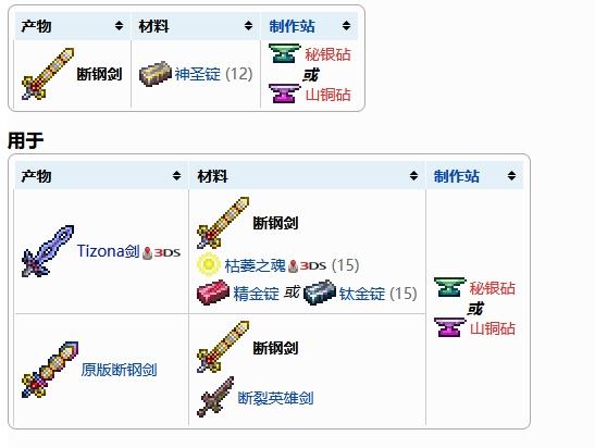 泰拉瑞亚断钢剑词条