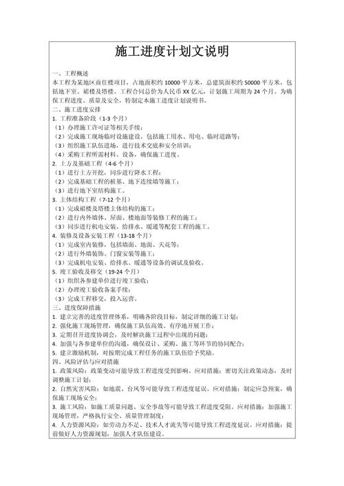 工程施工进度说明怎么写