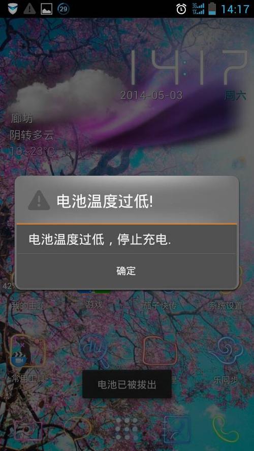 手机显示温度过低图标
