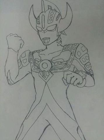 欧布奥特曼暗耀形态简笔画