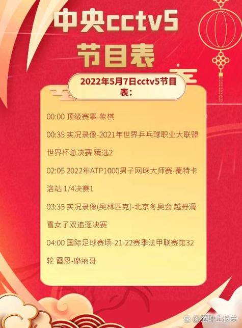 CCTV5今日节目单