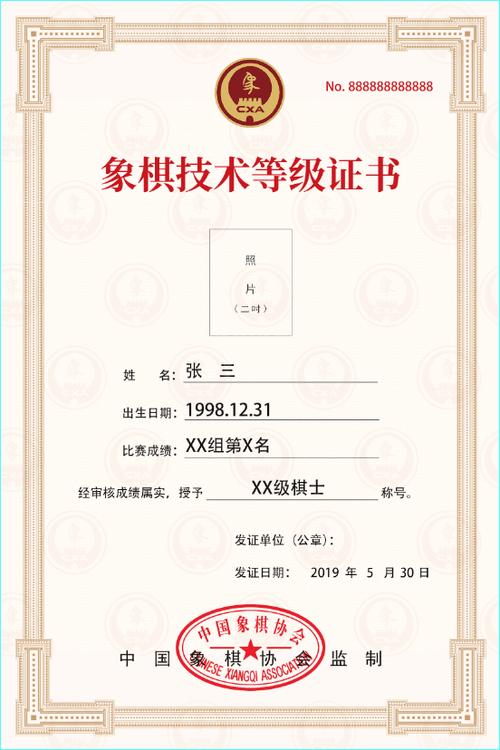 象棋等级证书有什么用
