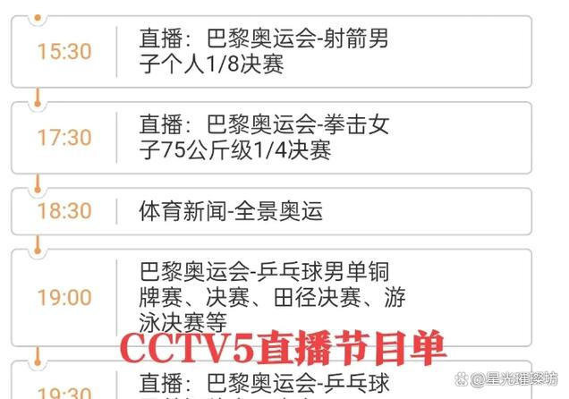 CCTV5最新直播节目单