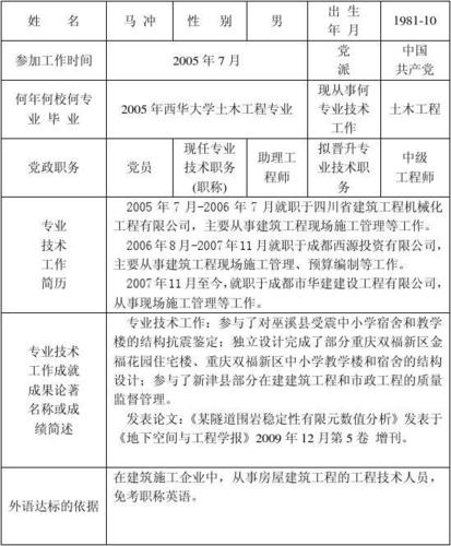 员工晋升申请表
