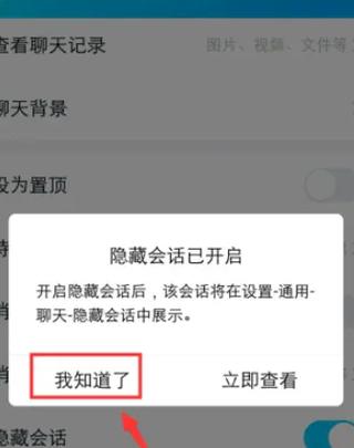 隐藏会话和屏蔽此人截图