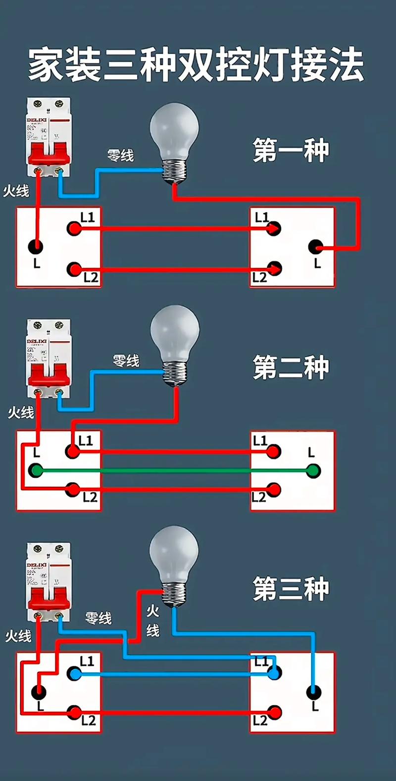 单开双控开关怎么样接线