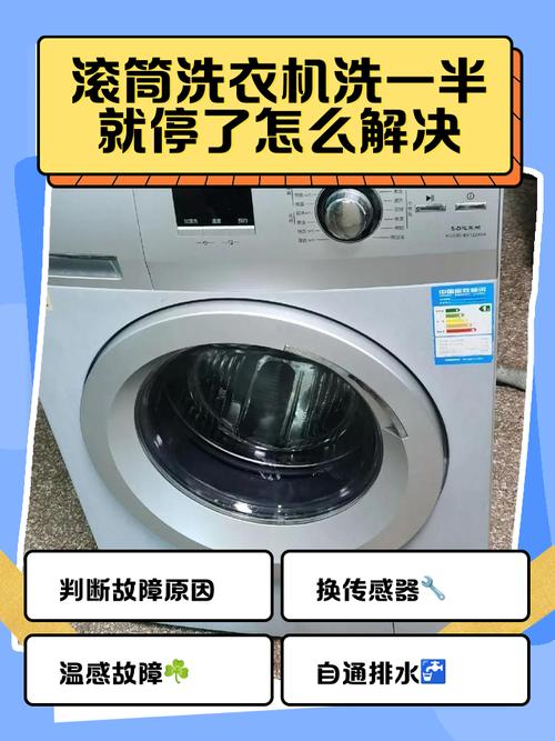 洗衣机洗衣服洗一半就停了怎么回事图标