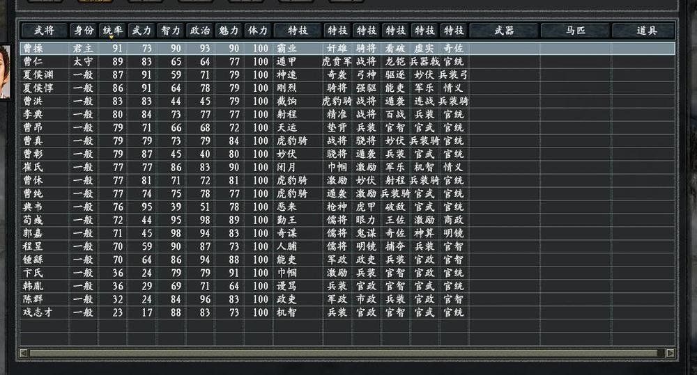 三国志11数值作用
