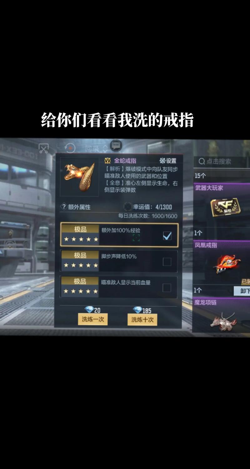 凤凰戒指生化洗什么属性