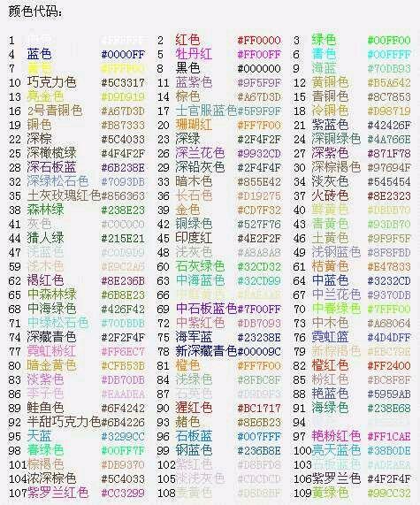 火影忍者字体颜色代码大全