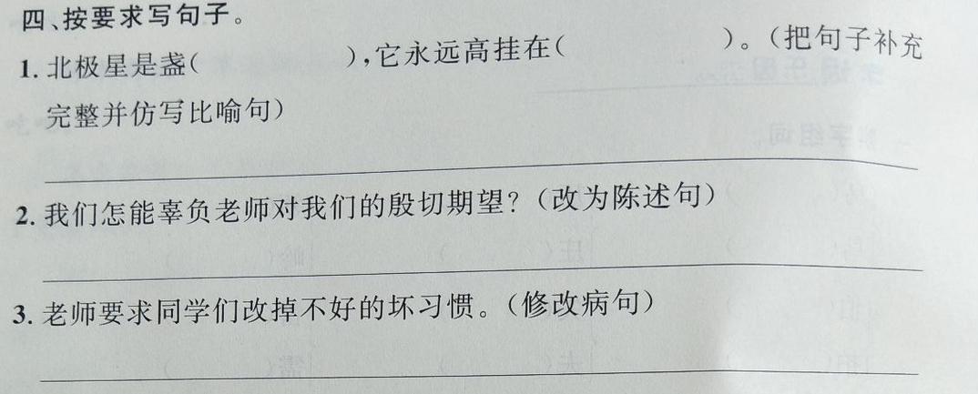 北极星挂在空中改比喻句
