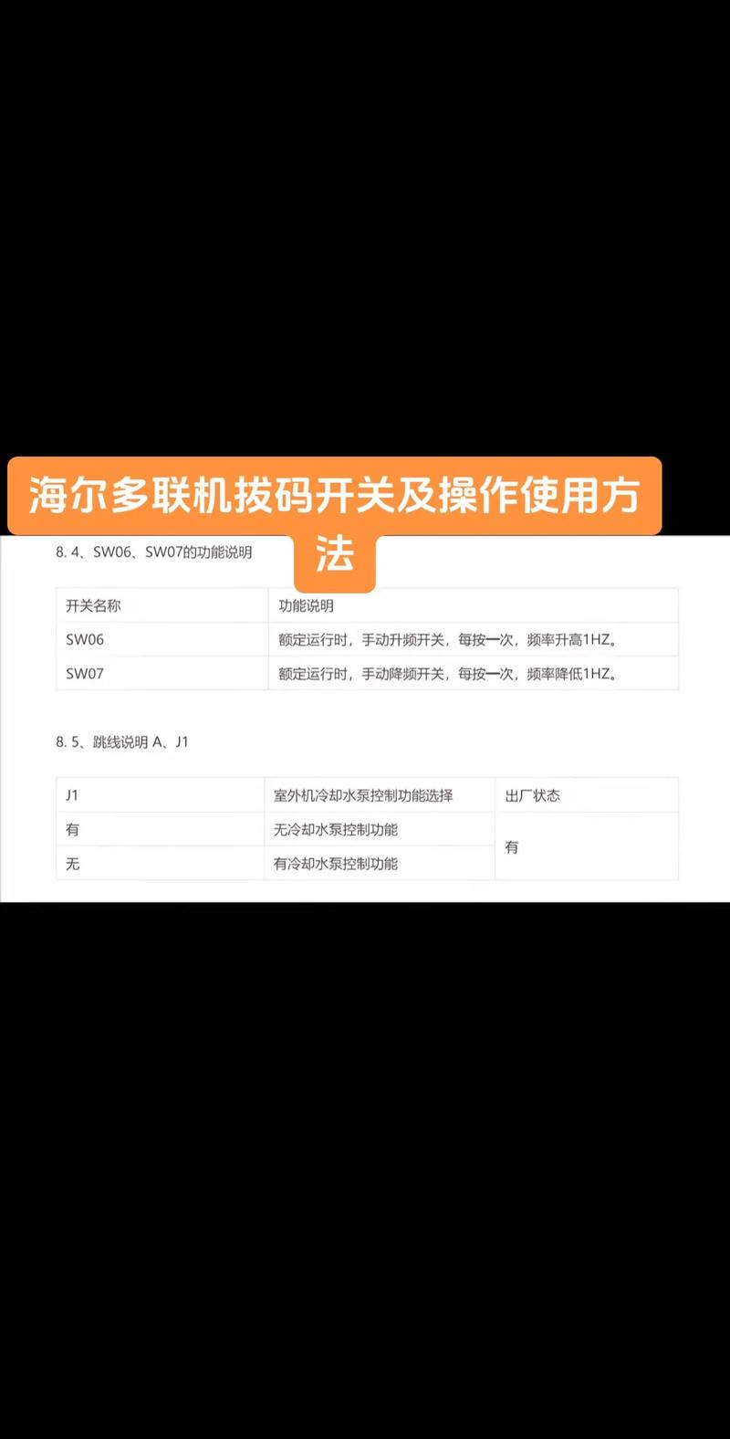 海尔中央空调拨码说明