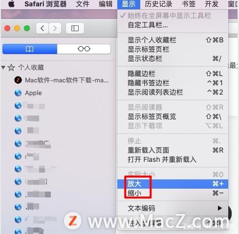 mac如何缩小浏览器页面图标