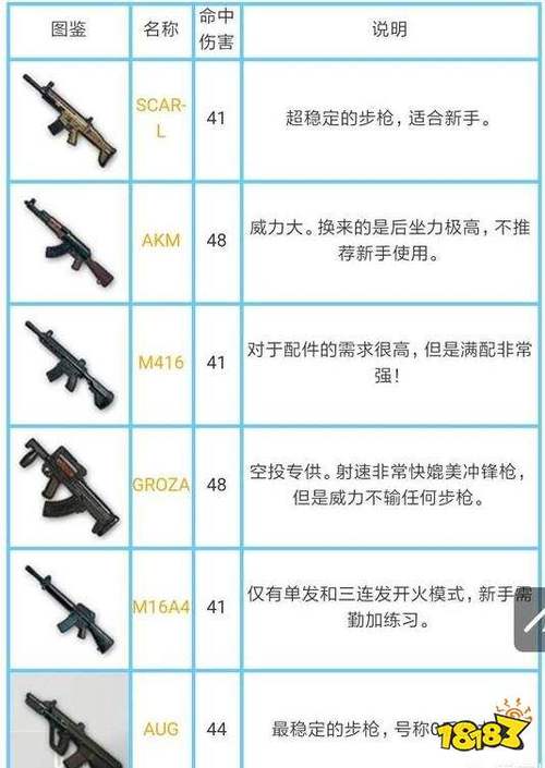 绝地求生各种枪的伤害截图