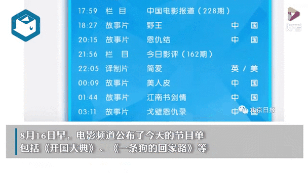 中央六频道节目单