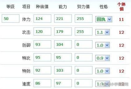 宝可梦个体值描述对应