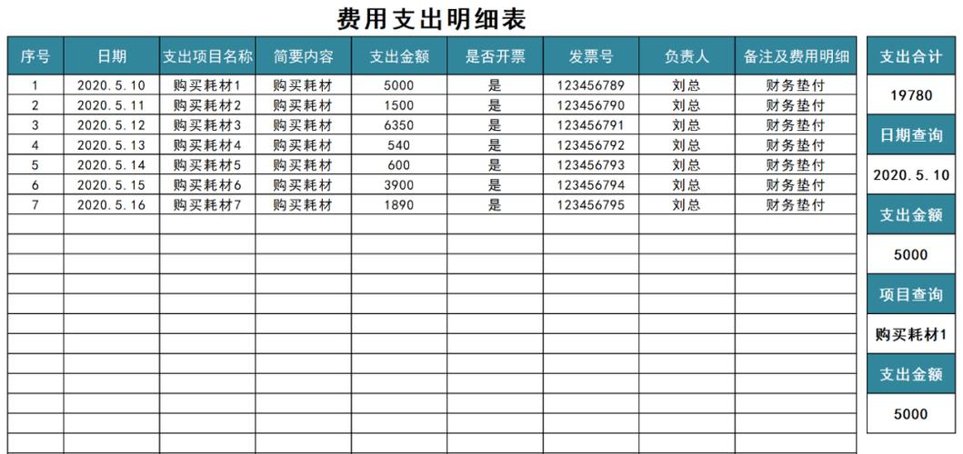 费用单表格模板